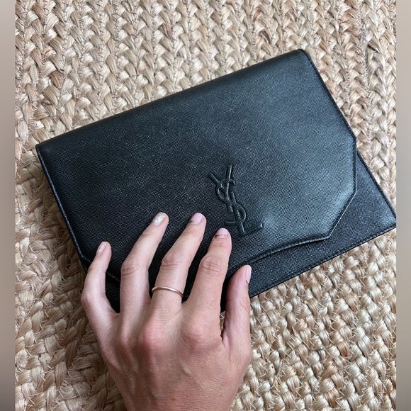 Vintage Yves Saint Laurent Clutch Black Saffiano Leather - Picture 7 of 16